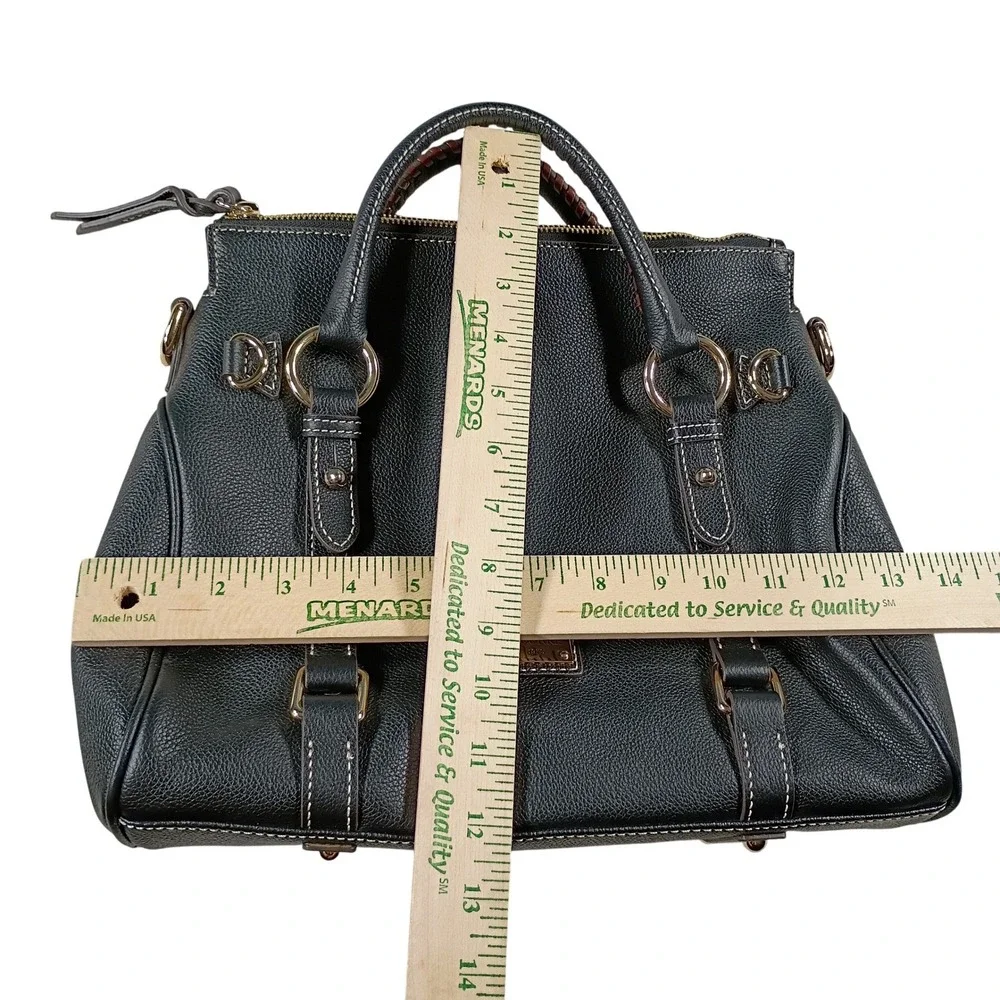 Dooney & Bourke Satchel Women Medium Black Pebbled Leather Gold HW